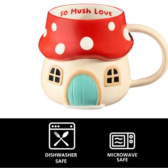 NWT Mushroom 🍄 ’so mush love’ earthenware mug - Picture 4 of 5